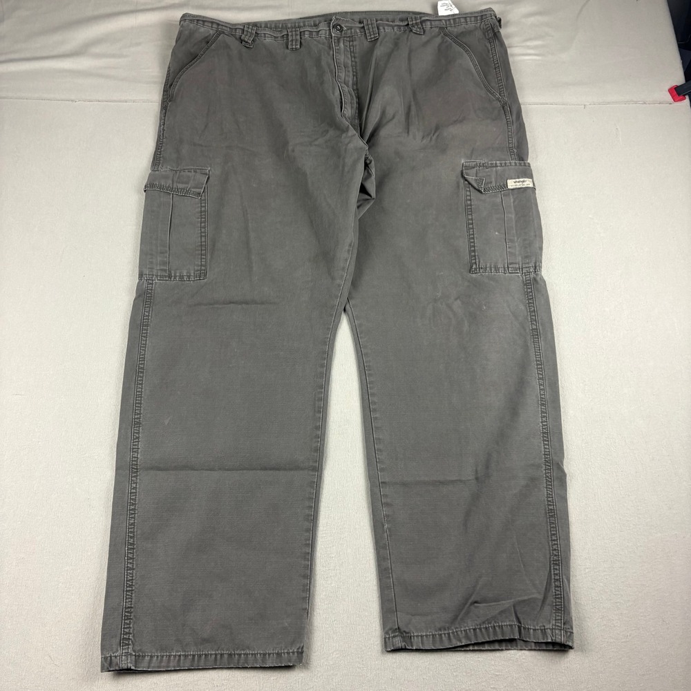 Wrangler Authentics Mens Cargo Pants 44x30 Gray Cotton Ripstop 70L3WOD Workwear